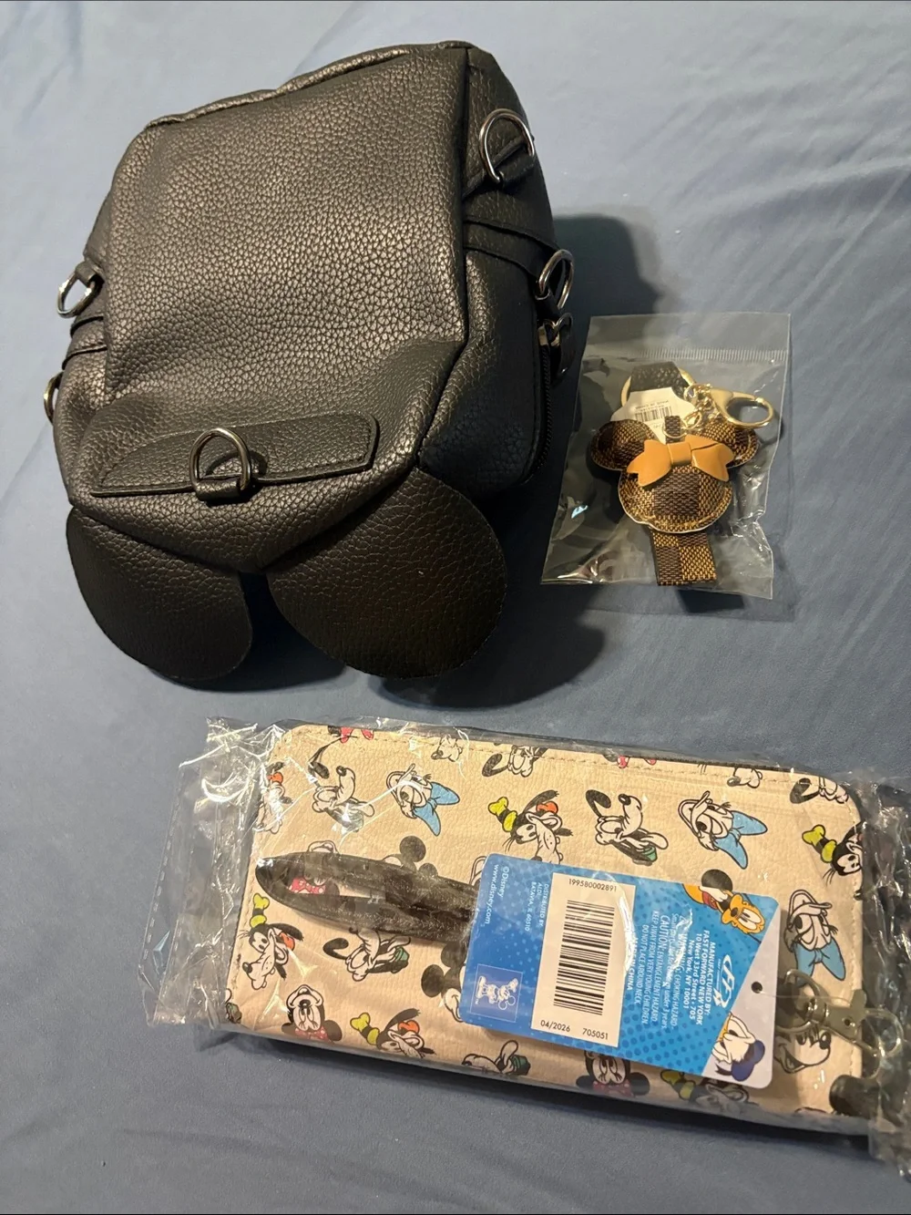 Black Mini Backpack nwot with Red Bow, purse charm and Mickey and Co  wallet nwt
